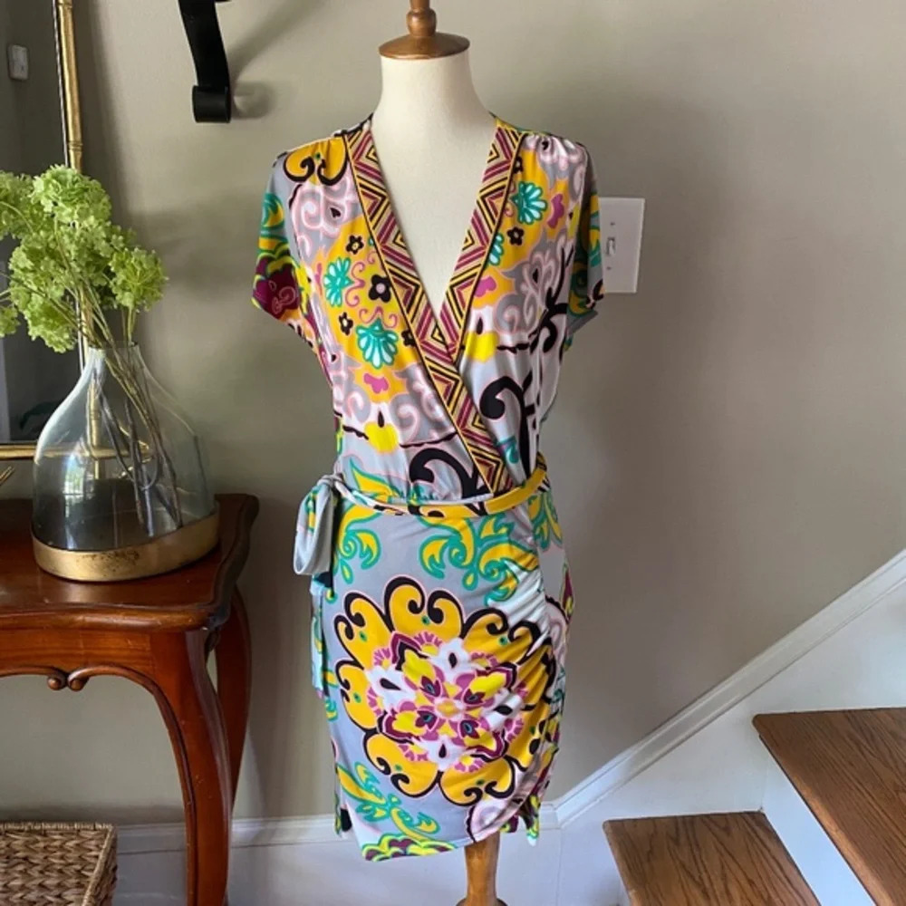 Hale Bob Vintage Floral Print Wrap Dress XS
